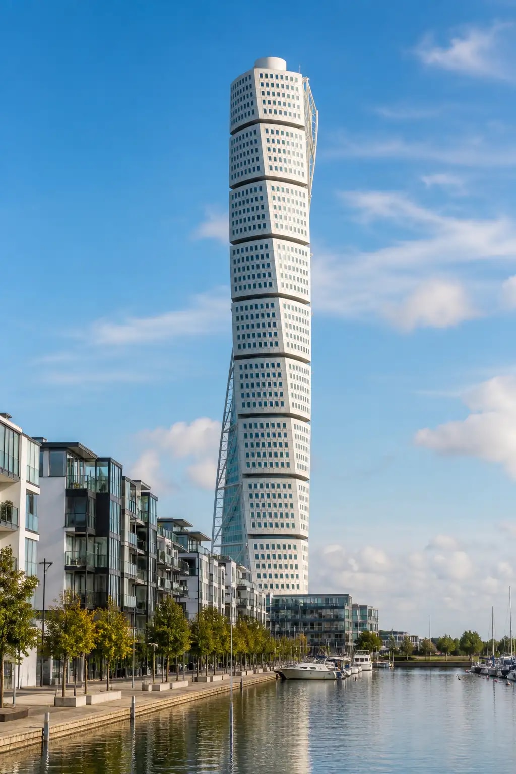 Turning Torso and the waterfront canal in Malmö